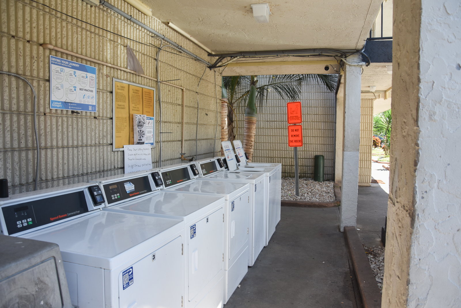 On-site laundry with washers and dryers